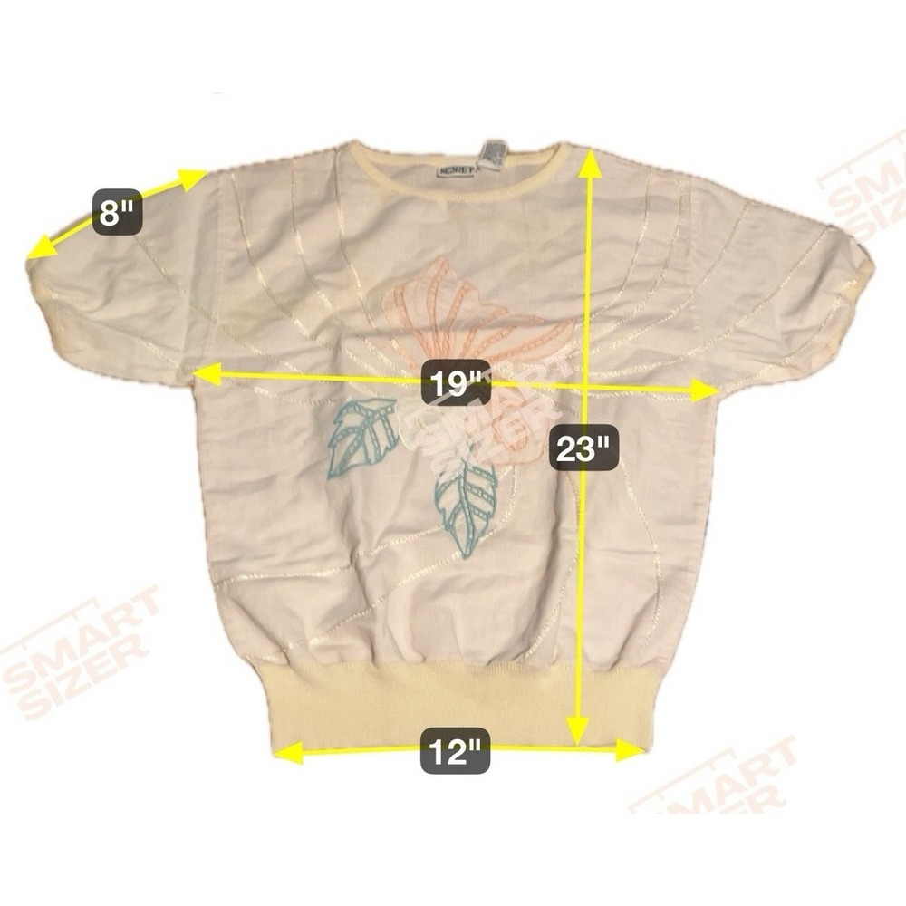Koret Vintage Pastel Embroidered‎ Butterfly Floral Ramie Top, Woman's Small - Picture 2 of 8